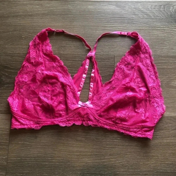 Fox And Royal Plus Size Bralette Wireless Hot Pink Bra Size Large/ 20 - Picture 3 of 11